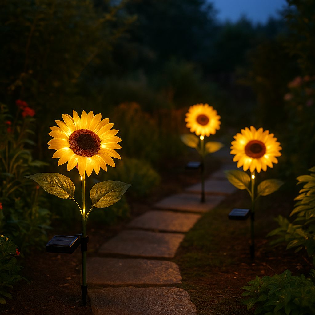 Jardinvert Lampe Solaire Tournesol Lot de 3 Fleurs Lumineuses