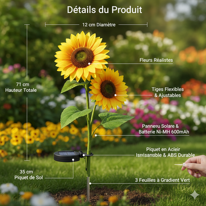 Jardinvert Lampe Solaire Tournesol  Lot de 3 Fleurs Lumineuses